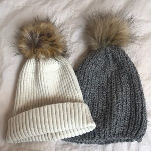 Cream and Grey Beanie set